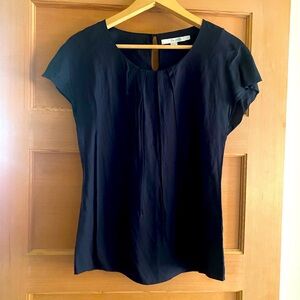 Boden short-sleeved black silky top, size 6